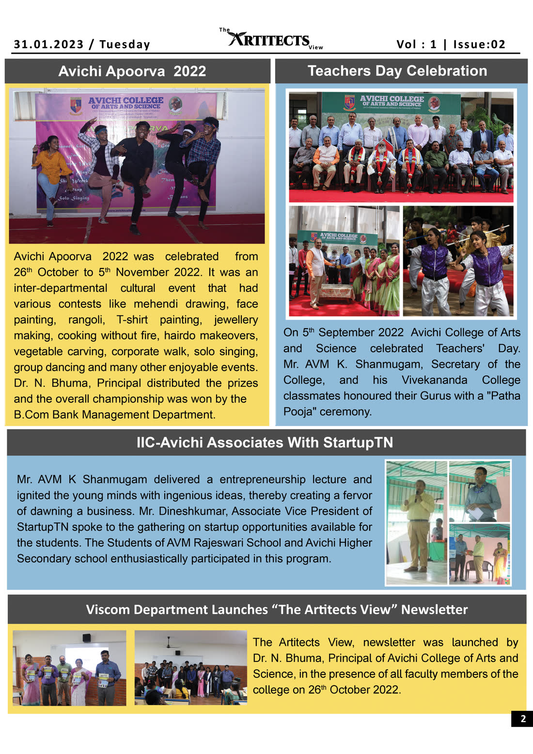 The Artitects View newsletter, page 2